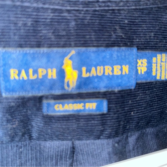 Mens Ralph Lauren Corduroy Navy Button up XS - Picture 2 of 3